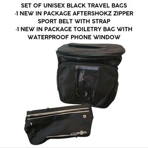 Set Of 2 NIP Unisex Black Travel Bags ▪︎ Includes Aftershokz Zippered Sport Belt